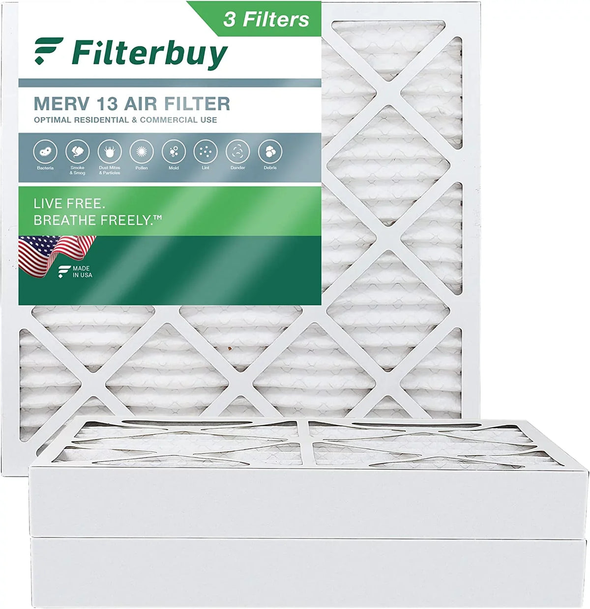Filterbuy 20x20x4  13 Pleated   Furnace Air Filters (3-Pack)