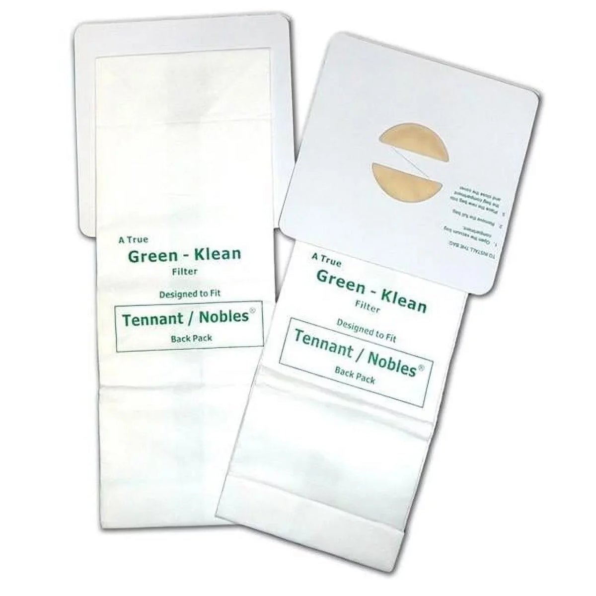 Green Klean -Ten-BacPK Tennant Nobles Portapac & Models 3050, 3000 & 3040 Replacement Vacuum Bags - 10 per Case - Case of 10