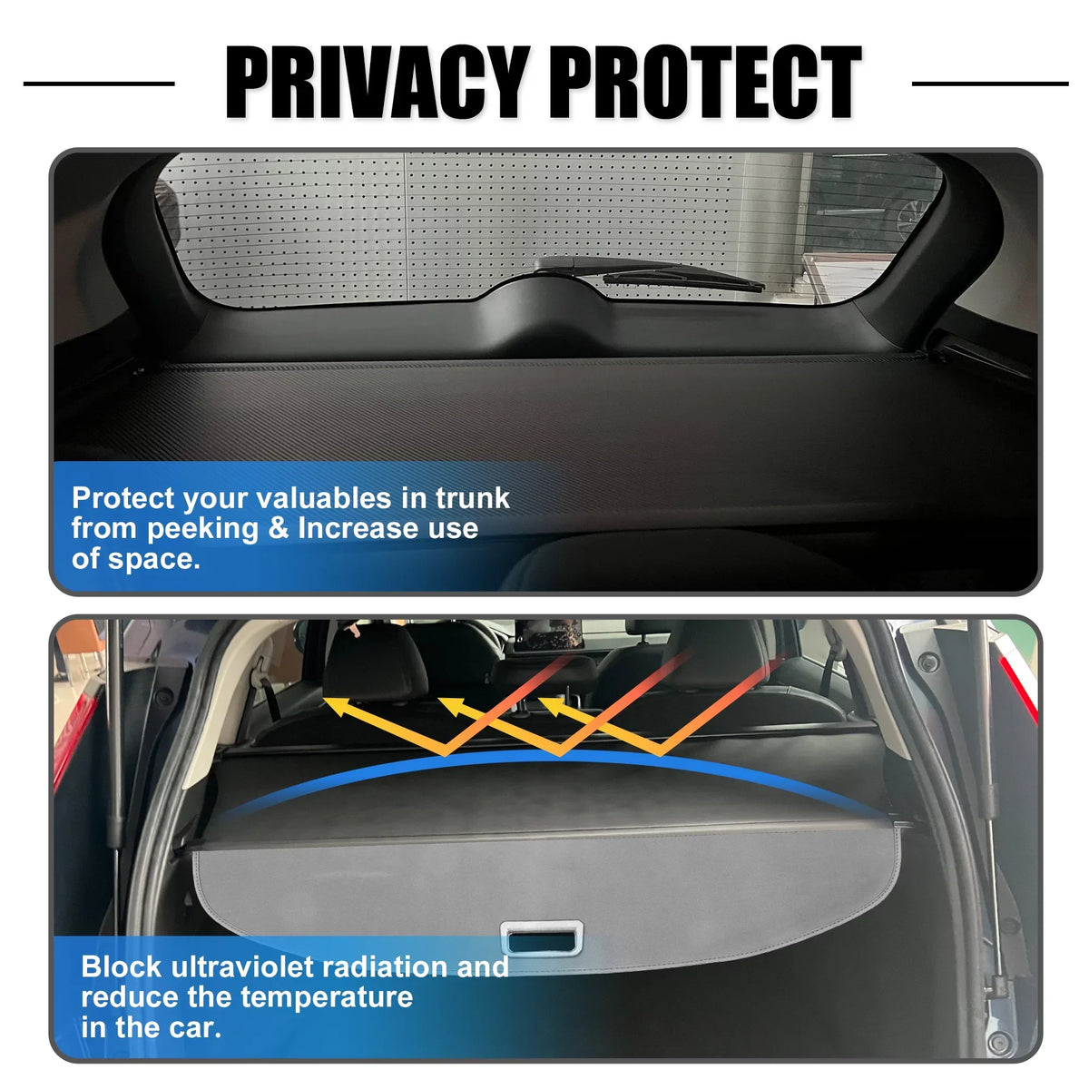 Unique Bargains Retractable Cargo Cover Rear Trunk enclosure Shield Shade Ajustable Fit for Nissan Rogue 2021-2024 Black