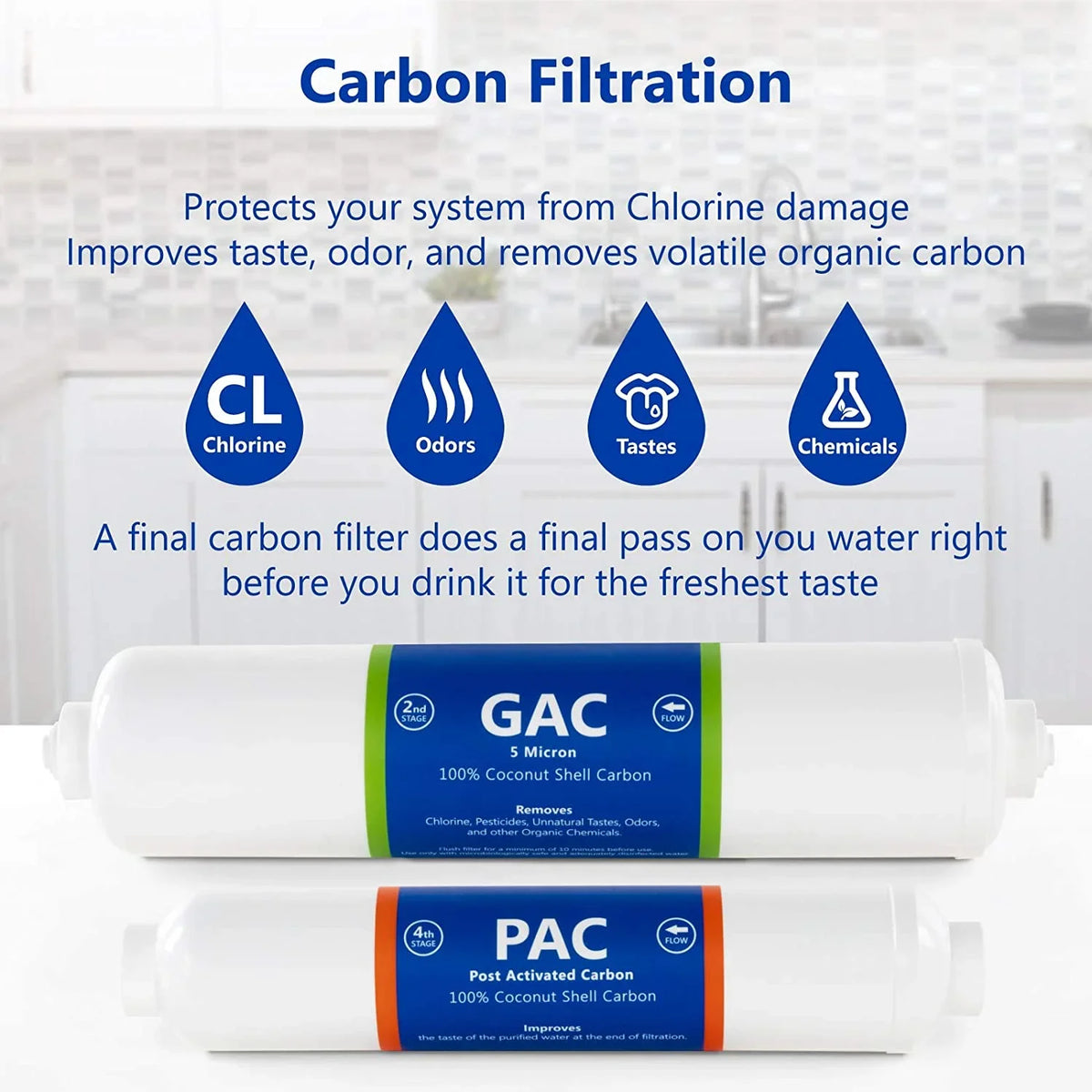 Countertop Reverse Osmosis System Filter Set  4 Replacement Filters  1?4” Quick Connect Filter Cartridges  Sediment And Carbon Filters  100   Membrane  6 Month Filter Set