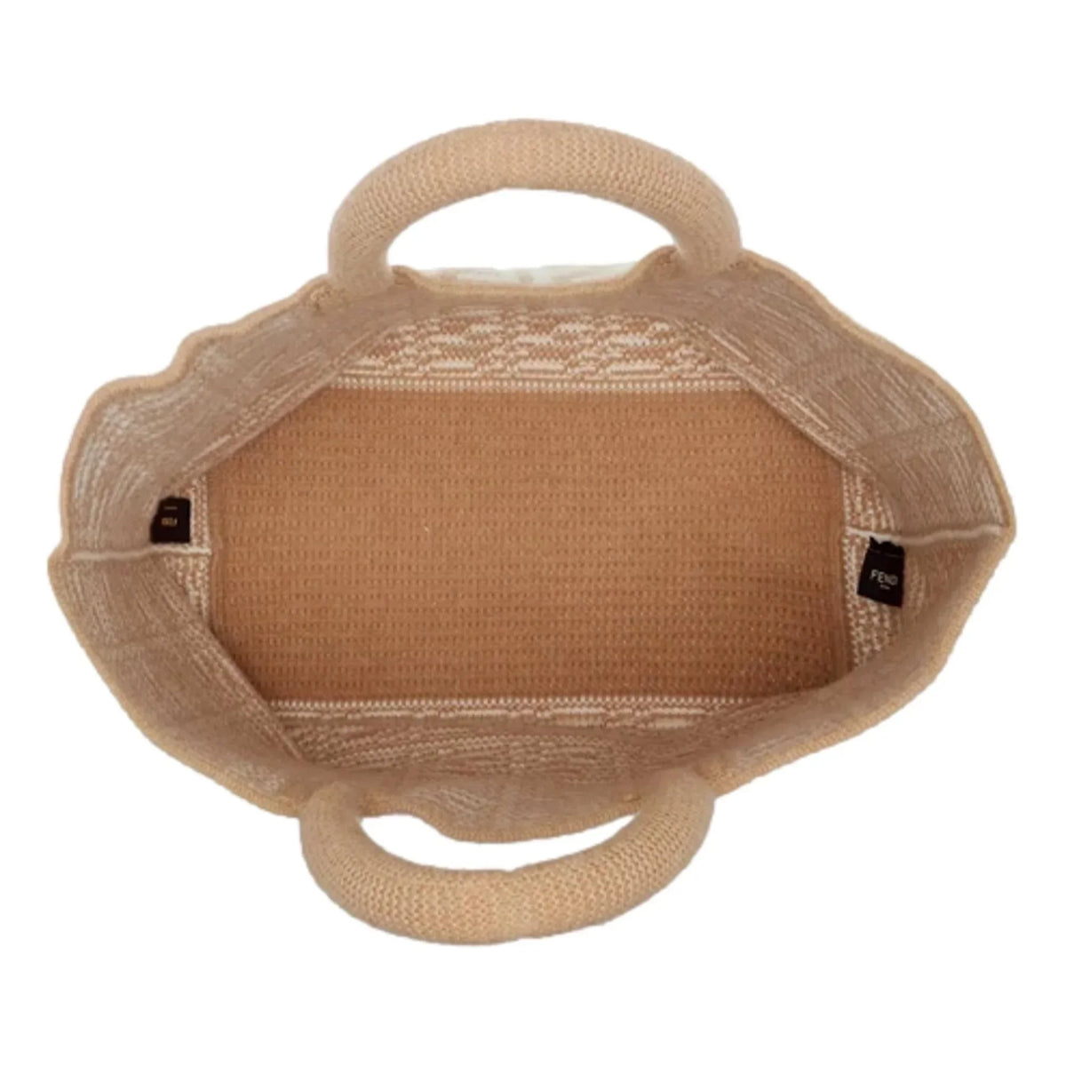 Fendi  Cammello Beige Knitted Cashmere Large Shopper Tote Bag