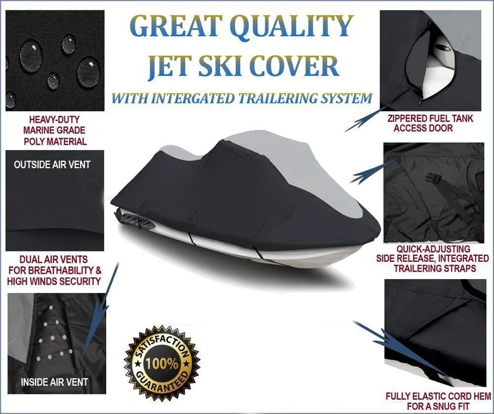 '-  600D   Cover Compatible for Sea Doo Sea-Doo - 2007-2009 Jetski Jet Ski  trailerable Cover Black/Grey