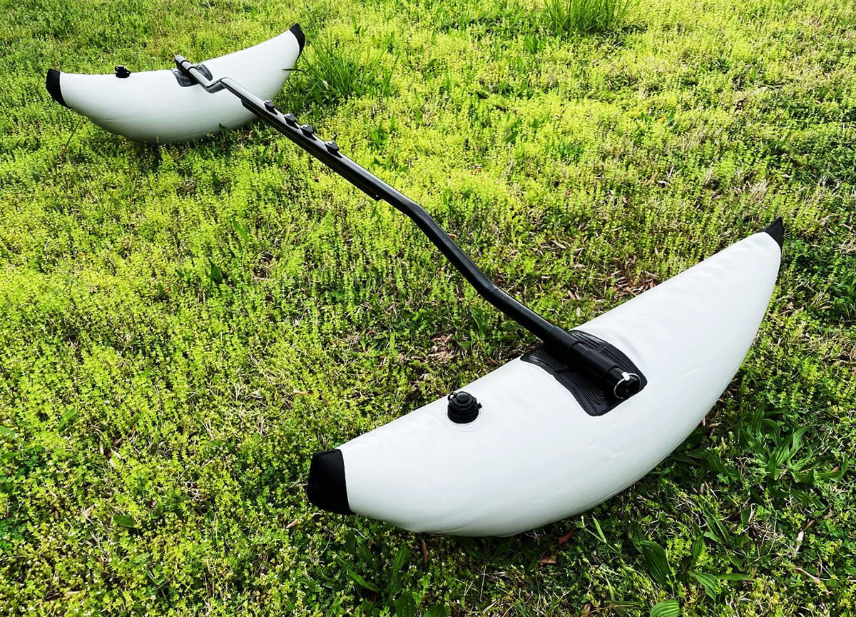 Pactrade Marine Boat Kayak Canoe Outrigger Stabilizer System  Inflatable Float Buoy Buoyant Fishing Grey Gray Tube Sidekick Arm Kit Breath Kayaking Rod Adjustable Accessories Repair Patches Outdoor