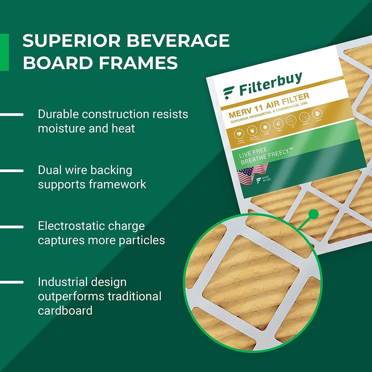Filterbuy 10x16x2  11 Pleated   Furnace Air Filters (4-Pack)
