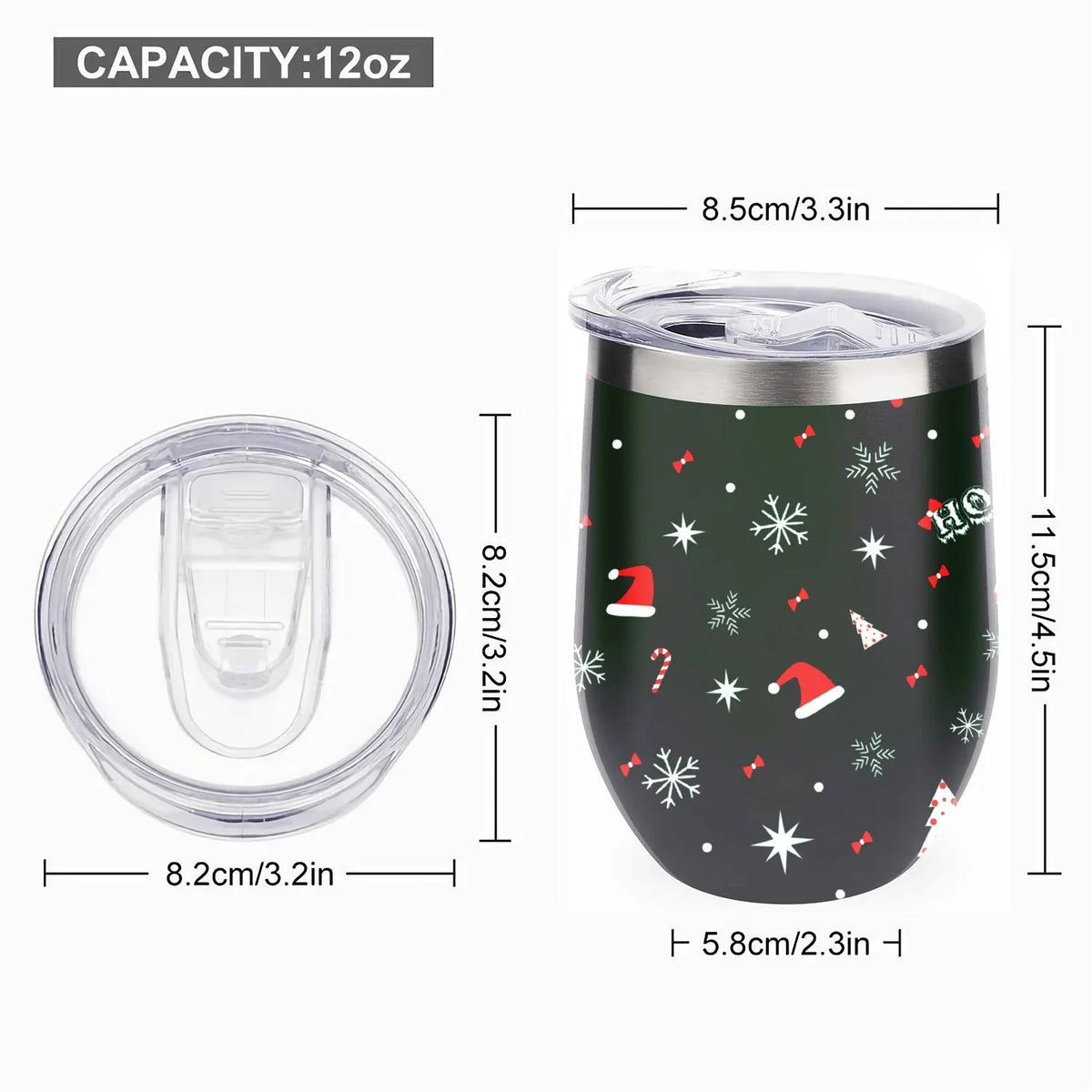 Hidove 12oz 304 Stainless Steel Vacuum Insulated Cups, Christmas Tree with Red and Green Color Eggshell Cup  Shape Tumbler Cups with Lid, Double Layer Insulation Wine Cup Big Belly Cup