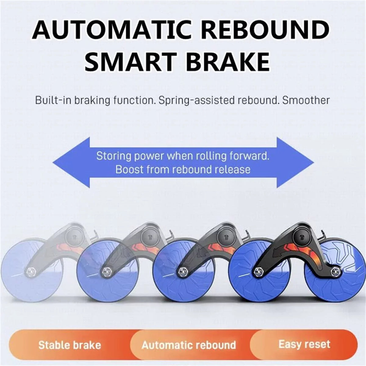 Roller Wheel with Knee Mat for Abdominal Exercise, Core Workout Equipment with Automatic Rebound Assistance and Resistance Springs with Ergonomic Handle