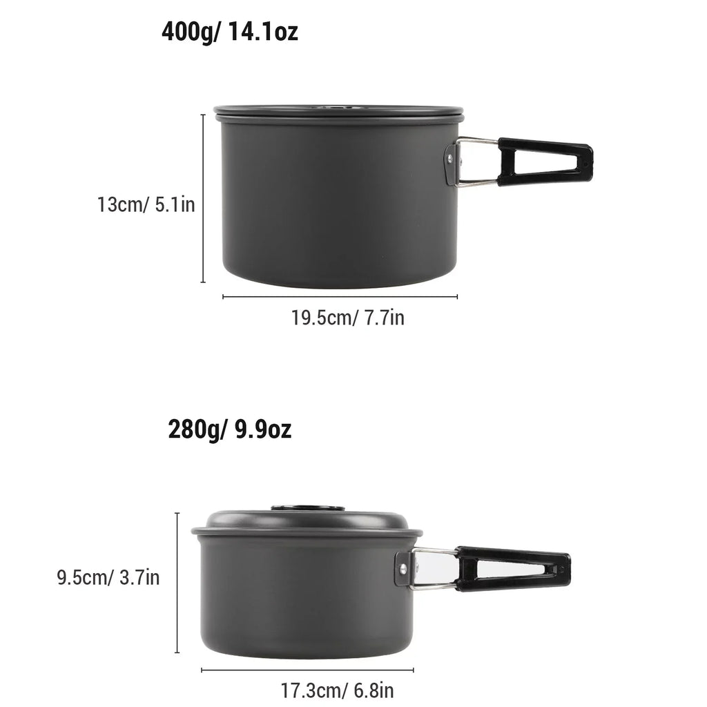 Anself Camping Cookware Mess Kit Non Stick Pot and Pan Set with Kettle for Cooking and Backpacking