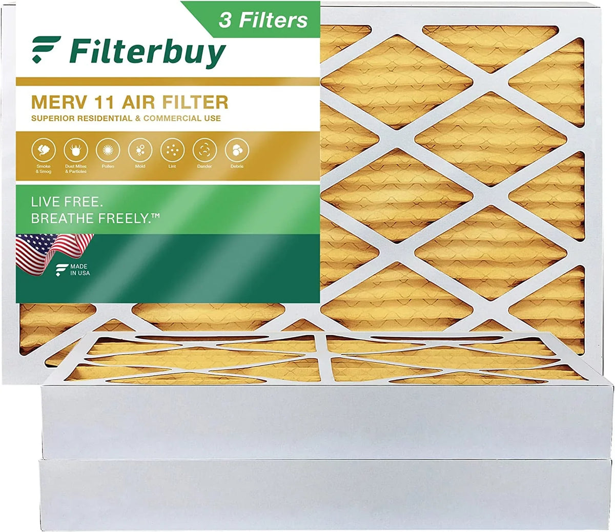 Filterbuy 10x25x4  11 Pleated   Furnace Air Filters (3-Pack)