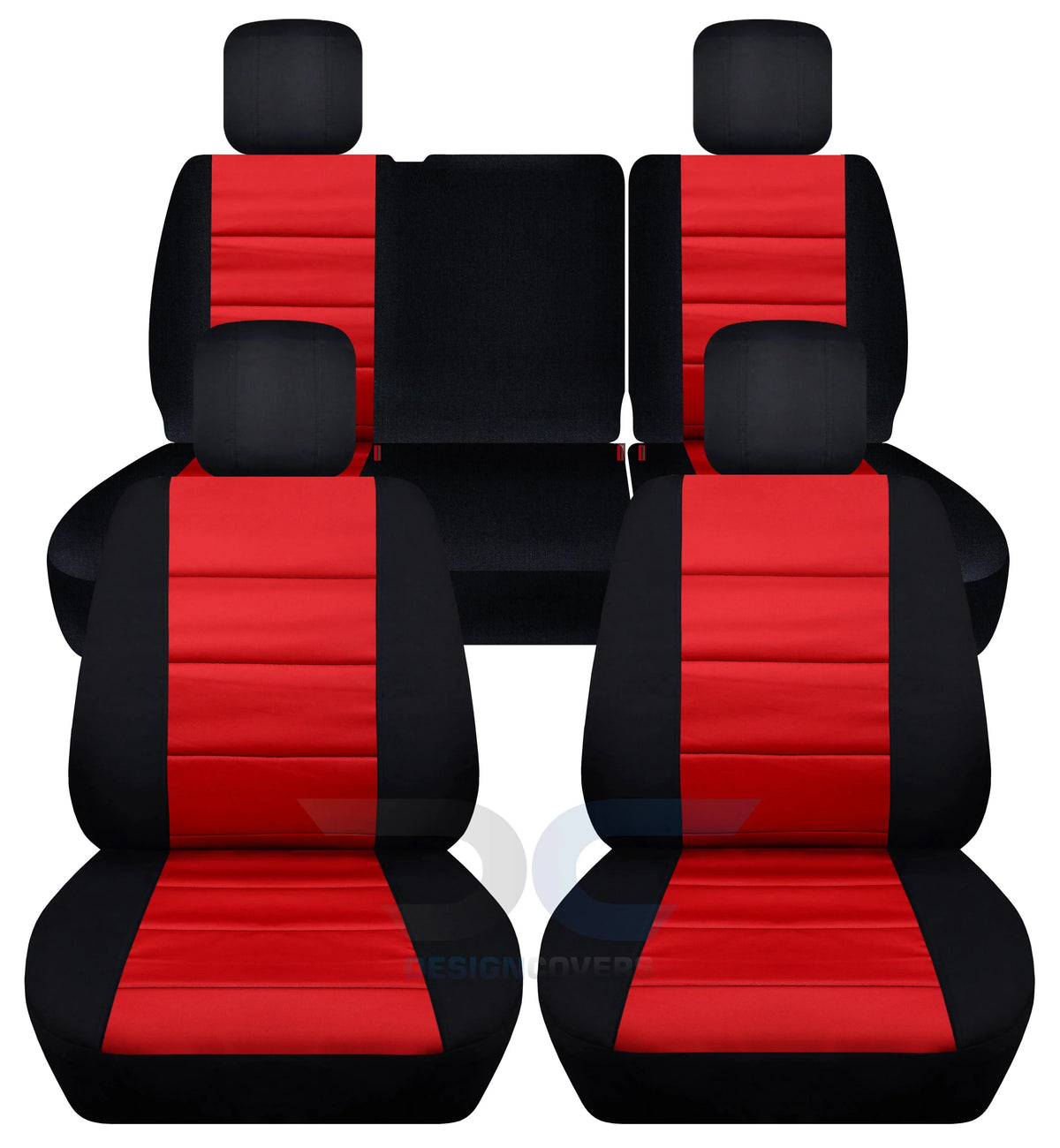 '-Designenclosures Fits 2011-2012 Jeep Wrangler  4-Door Cotton Seat Covers:Black and Red - Front & Rear Split Bench