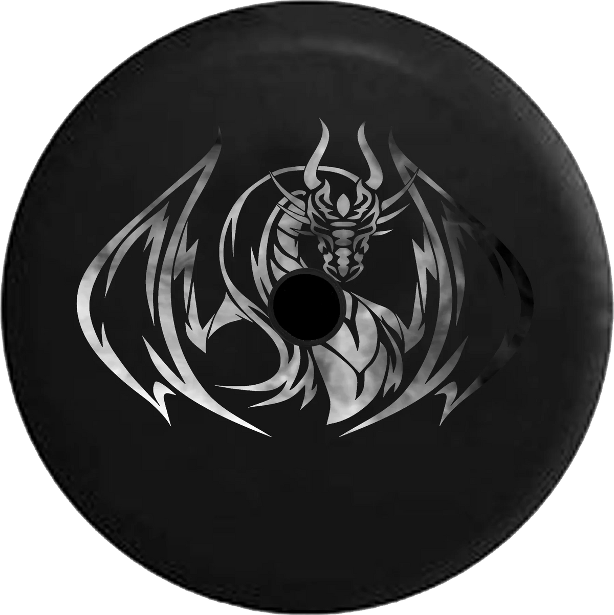 2018 2019 Wrangler  Backup Camera Dark Silver Smoke Tribal Dragon Spare Tire Cover for Jeep  32 Inch