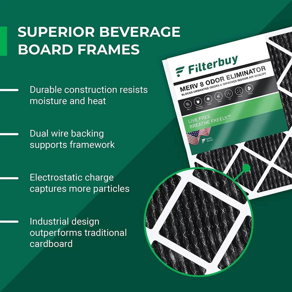 Filterbuy 18x18x1  8 Odor Eliminator Pleated   Furnace Air Filters with Activated Carbon (1-Pack)
