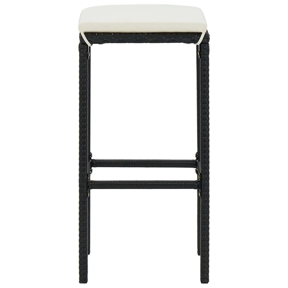 Anself 5 Piece Garden Bar Set Table with Storage Shelf and 4 Cushioned Stool Chairs Outdoor Dining Set Black Poly Rattan for Bistro, Pub, Backyard, Terrace, Patio