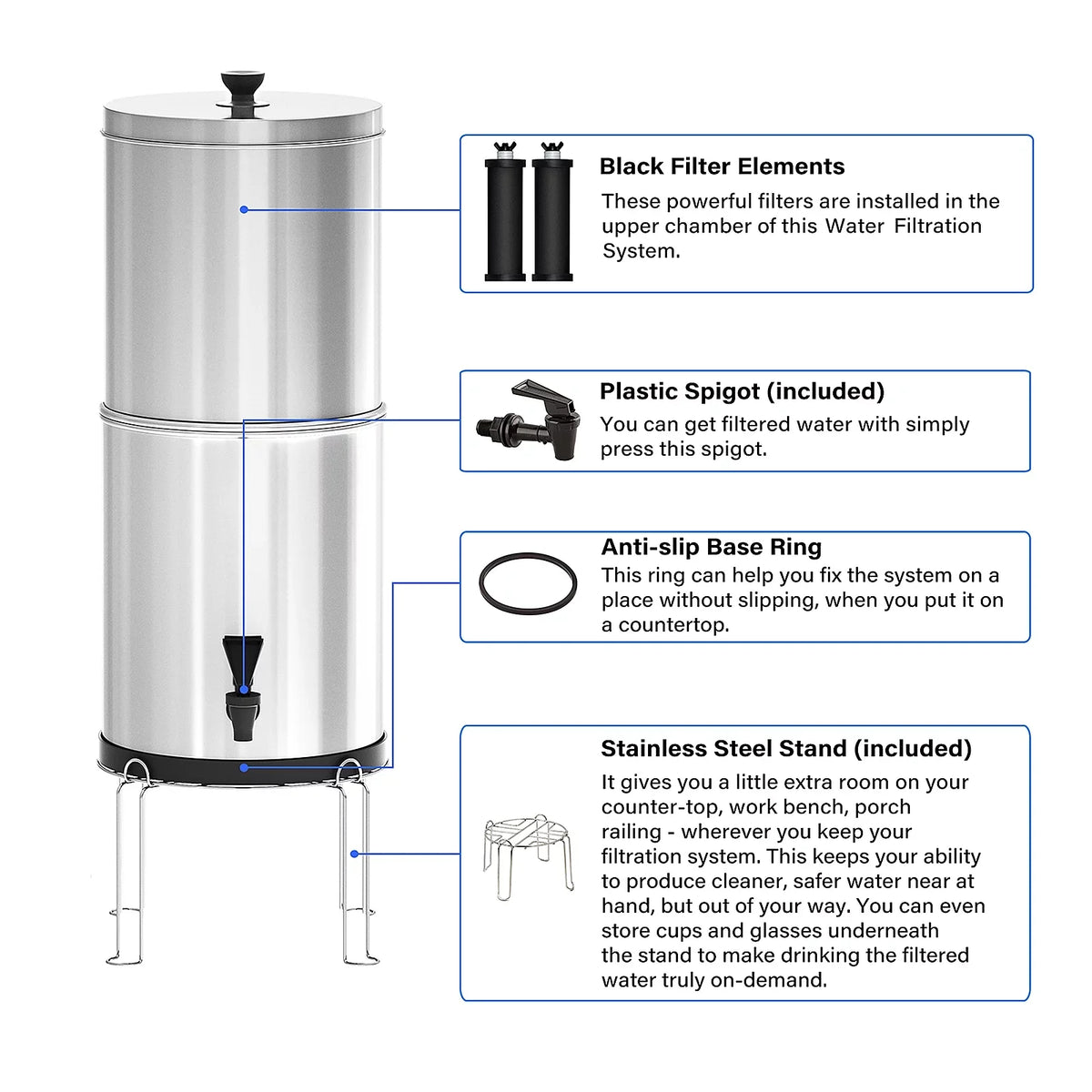 Lixada Gravity Water Filtration Bucket System for Home Camping Hiking Emergency Preparedness