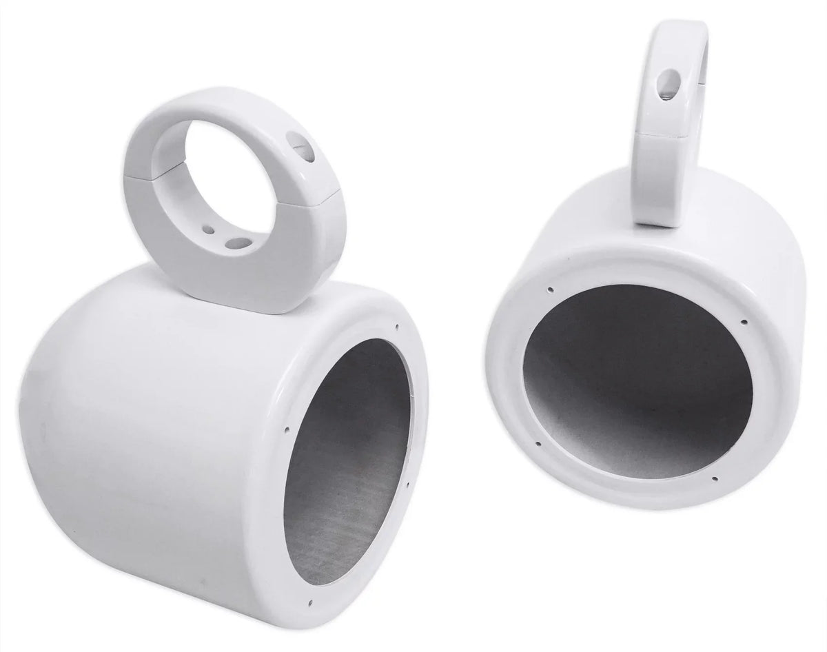 2) Rockville  5.25" 360° Swivel White Aluminum Surface Mount Speaker Pods