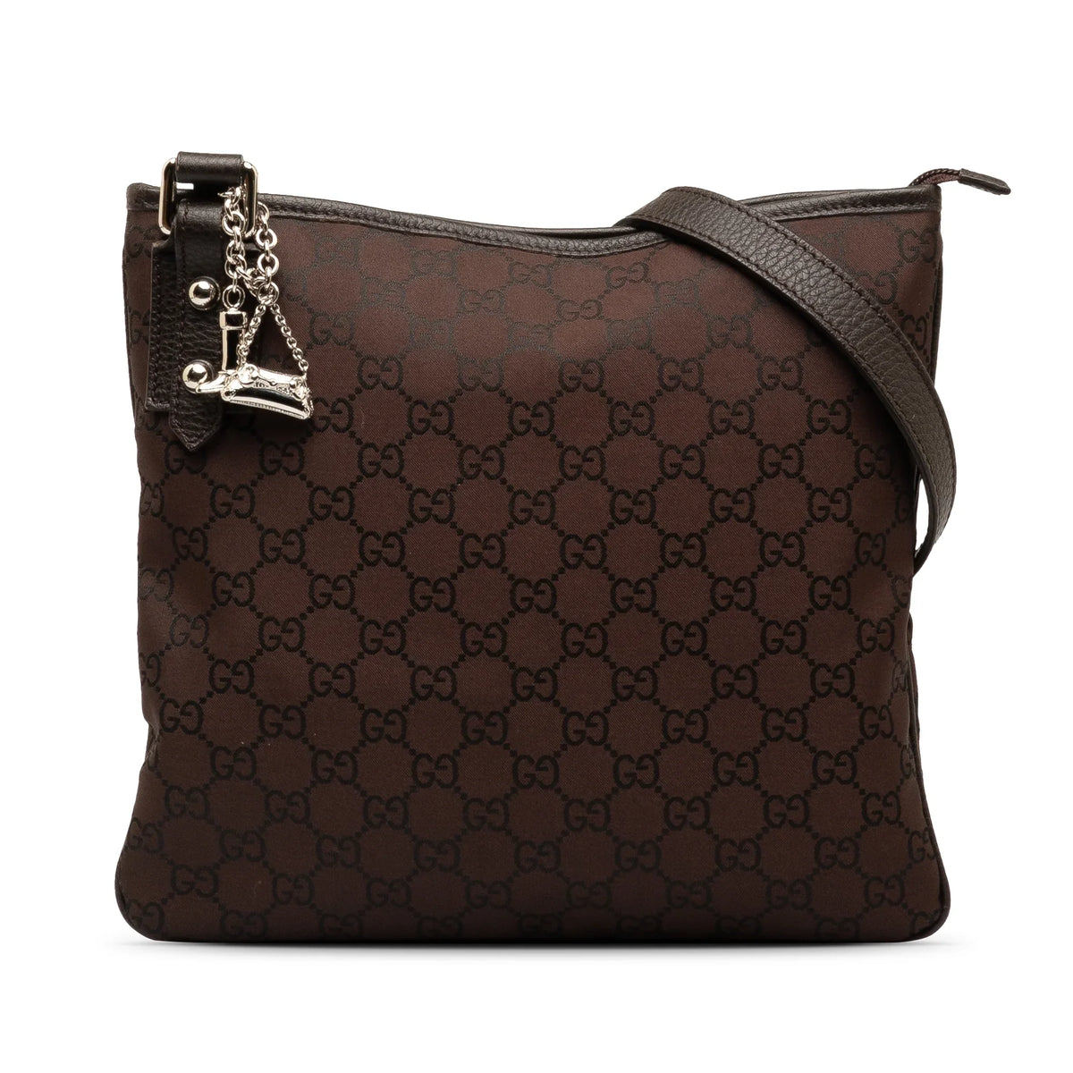 Pre-Owned Authenticated Gucci  Jolicoeur Crossbody Nylon Fabric Brown Crossbody Bag Unisex (Good)