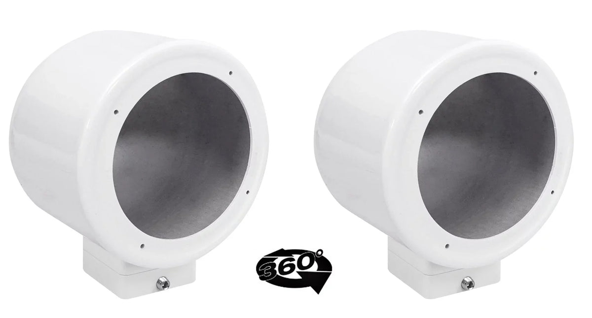 2) Rockville  5.25" 360° Swivel White Aluminum Surface Mount Speaker Pods