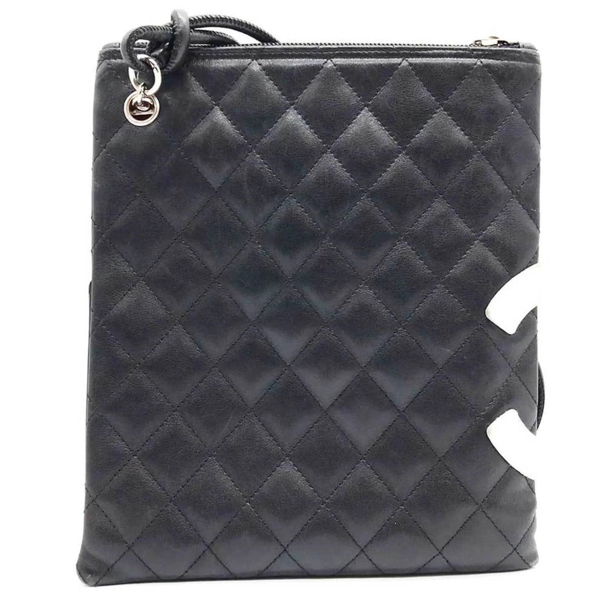 Pre-Owned  Cambon Line Shoulder Bag Leather Black 100s (Fair)