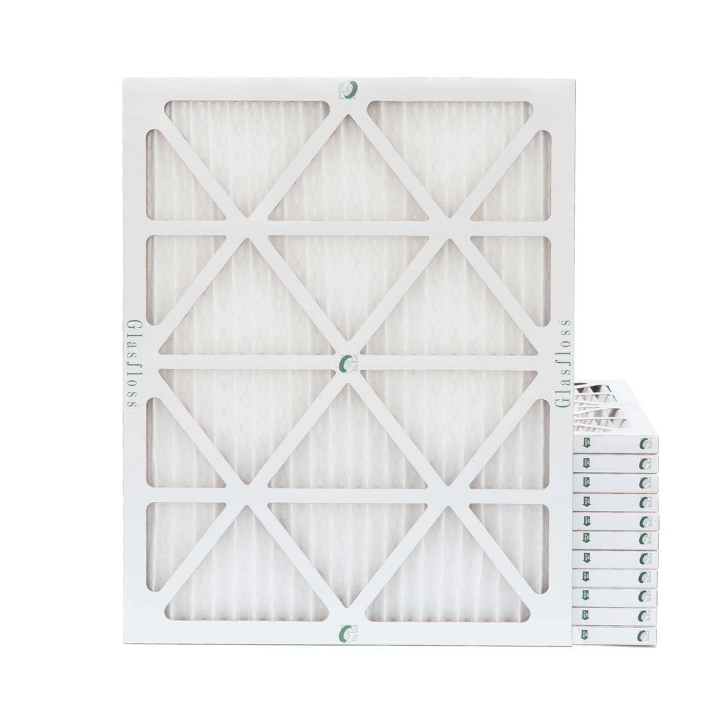 Glasfloss 12 Pack of 16" x 20" x 1"  10 Pleated Air Filters. Actual Size: 15-1/2" x 19-1/2" x 7/8"