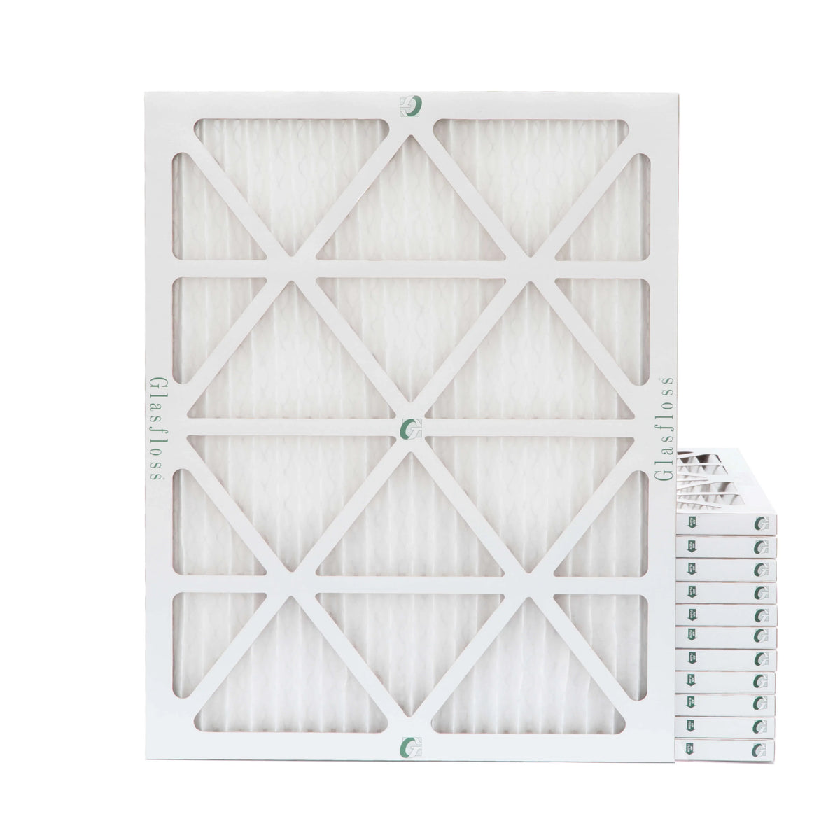 Glasfloss 12 Pack of 16" x 20" x 1"  10 Pleated Air Filters. Actual Size: 15-1/2" x 19-1/2" x 7/8"
