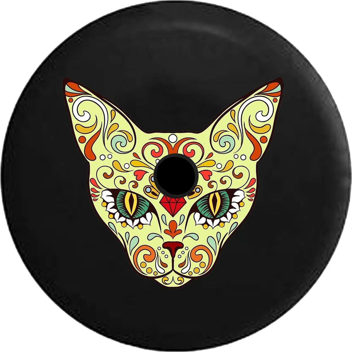 2018 2019 Wrangler  Backup Camera Green Eye Egyptian Cat Sugar Skull Spare Tire Cover for Jeep  32 Inch