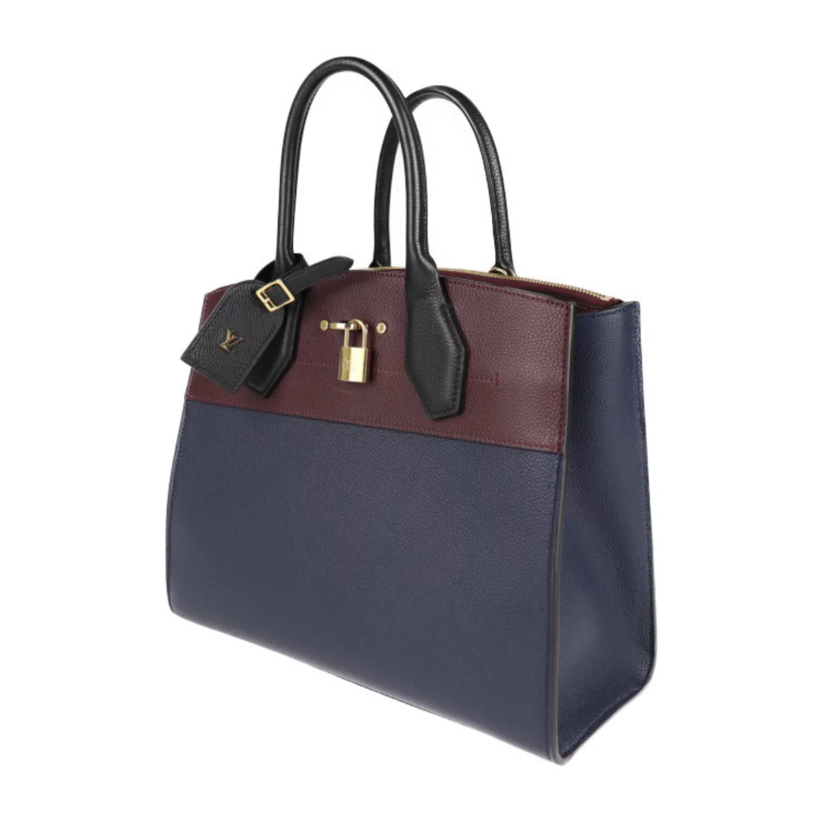 Pre-Owned   Louis Vuitton City Steamer  Handbag  Leather Marine Raisin Noir 2WAY Shoulder Bag Tote (Good)